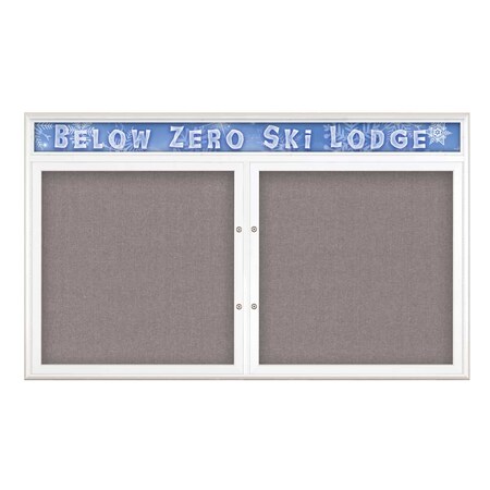 United Visual Products Double Door Radius Plus Corkboard With H UV8014PLUS-WHITE-SURF