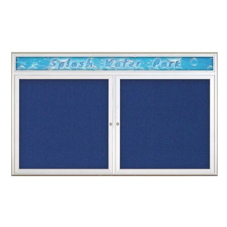 United Visual Products Double Door Radius Corkboard With Header UV8014-SATIN-COBACC