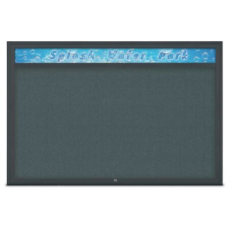 United Visual Products Single Door Radius Corkboard With Header UV801515-BLACK-BLSPRU