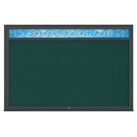United Visual Products Single Door Radius Corkboard With Header UV801515-BLACK-DRKSPR