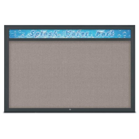 United Visual Products Single Door Radius Corkboard With Header UV801515-BLACK-PEARL