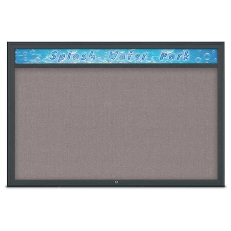 United Visual Products Single Door Radius Corkboard With Header UV801515-BLACK-SURF