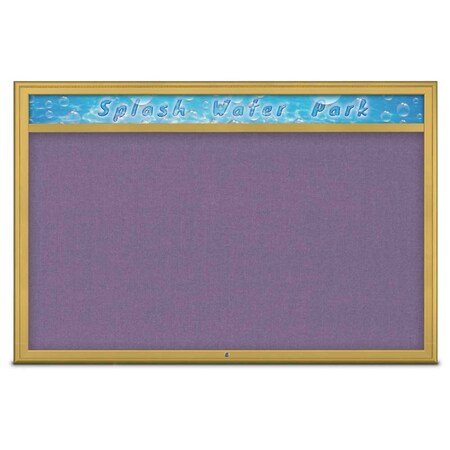 United Visual Products Single Door Radius Corkboard With Header UV801515-GOLD-AMETHY