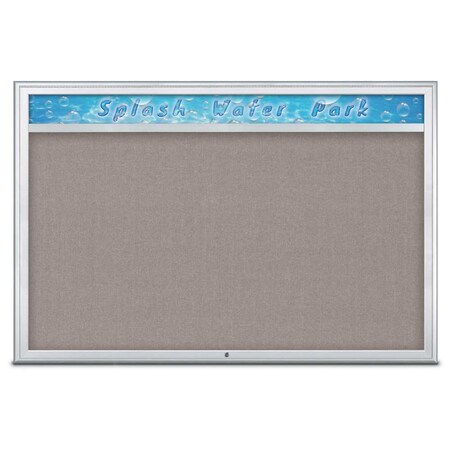 United Visual Products Single Door Radius Corkboard With Header UV801515-SATIN-PEARL