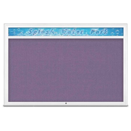 United Visual Products Single Door Radius Corkboard With Header UV801515-WHITE-AMETHY