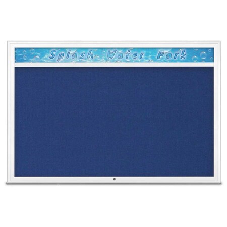 United Visual Products Single Door Radius Corkboard With Header UV801515-WHITE-COBACC