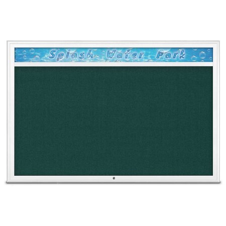 United Visual Products Single Door Radius Corkboard With Header UV801515-WHITE-DRKSPR