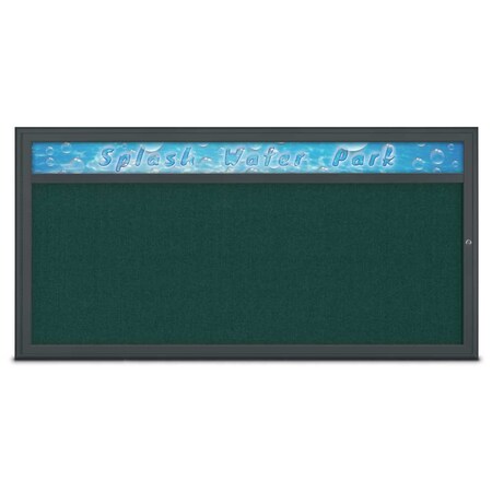 United Visual Products Single Door Radius Corkboard With Header UV80151-BLACK-DRKSPR