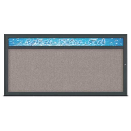 United Visual Products Single Door Radius Corkboard With Header UV80151-BLACK-PEARL