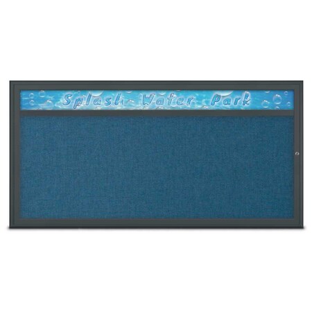 United Visual Products Single Door Radius Corkboard With Header UV80151-BLACK-ULTMAR