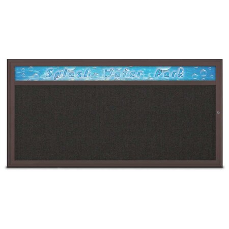 United Visual Products Single Door Radius Corkboard With Header UV80151-BRONZE-BLACK