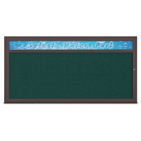 United Visual Products Single Door Radius Corkboard With Header UV80151-BRONZE-DRKSPR