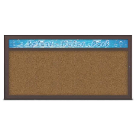 United Visual Products Single Door Radius Corkboard, Header, 72 UV80151-BRONZE-FORBO