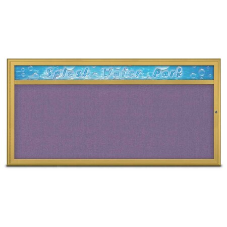 United Visual Products Single Door Radius Corkboard With Header UV80151-GOLD-AMETHY