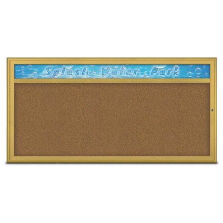 United Visual Products Single Door Radius Corkboard, Header, 72 UV80151-GOLD-FORBO