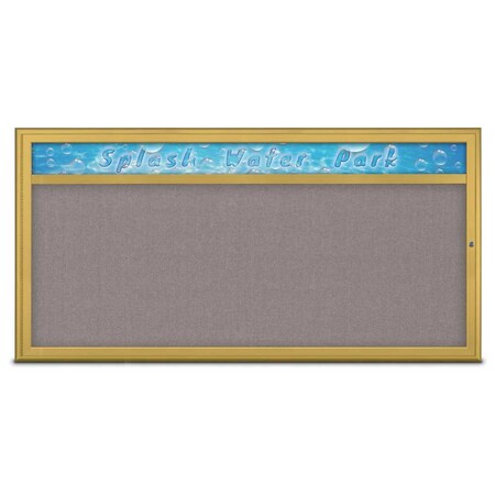 United Visual Products Single Door Radius Corkboard With Header, UV80151-GOLD-SURF UV80151-GOLD-SURF