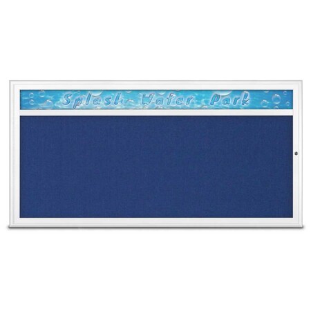 United Visual Products Single Door Radius Corkboard With Header UV80151-WHITE-COBACC