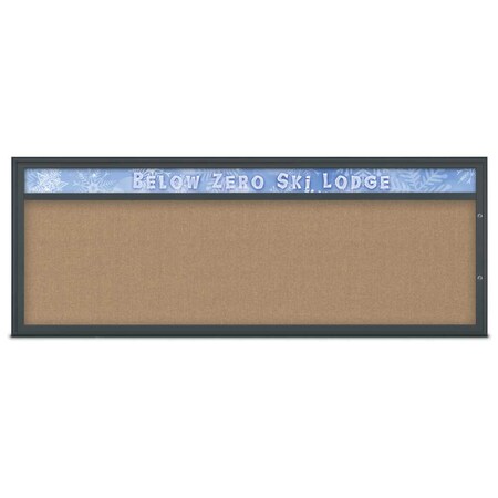 United Visual Products Single Door Radius Plus Corkboard With H UV8015PLUS15-BLACK-BUFF