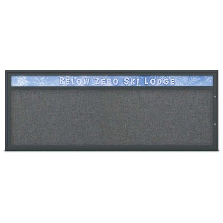 United Visual Products Single Door Radius Plus Corkboard, Header UV8015PLUS15-BLACK-MEDGRY