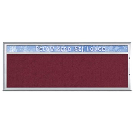 United Visual Products Single Door Radius Plus Corkboard With H UV8015PLUS15-SATIN-DBURGU