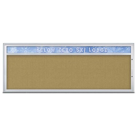 United Visual Products Single Door Radius Plus Corkboard With H UV8015PLUS15-SATIN-KEYLIME