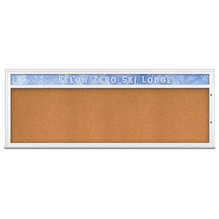 United Visual Products Single Door Radius Plus Corkboard, Header UV8015PLUS15-WHITE-CORK