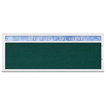 United Visual Products Single Door Radius Plus Corkboard, Header UV8015PLUS15-WHITE-DRKSPR