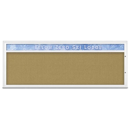 United Visual Products Single Door Radius Plus Corkboard With H UV8015PLUS15-WHITE-KEYLIME