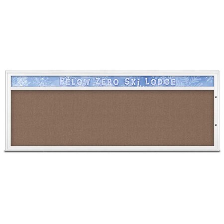 United Visual Products Single Door Radius Plus Corkboard With H UV8015PLUS15-WHITE-PUMICE