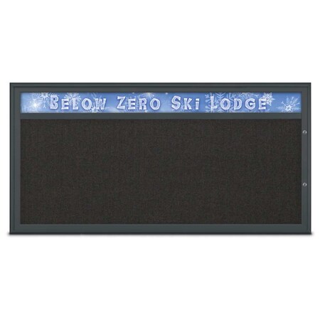 United Visual Products Single Door Radius Plus Corkboard With H UV8015PLUS1-BLACK-BLACK