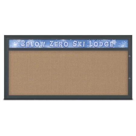 United Visual Products Single Door Radius Plus Corkboard With H, UV8015PLUS1-BLACK-BUFF UV8015PLUS1-BLACK-BUFF