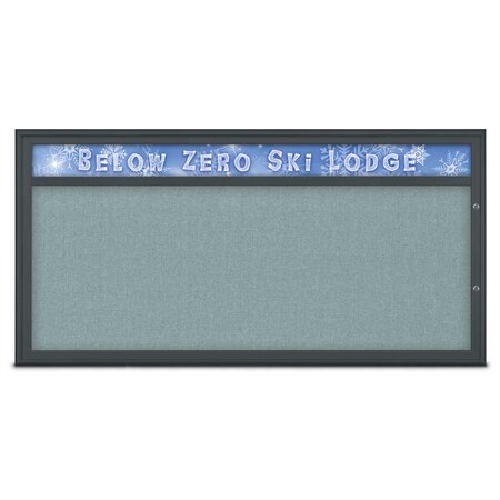 United Visual Products Single Door Radius Plus Corkboard With H UV8015PLUS1-BLACK-CLOUD