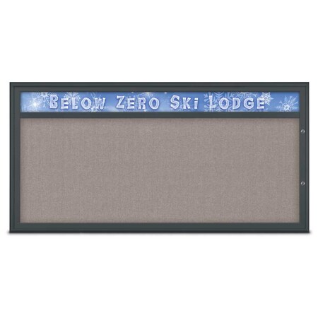 United Visual Products Single Door Radius Plus Corkboard With H UV8015PLUS1-BLACK-PEARL