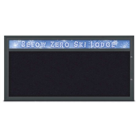 United Visual Products Single Door Radius Plus Corkboard, Header UV8015PLUS1-BLACK-RUBBER