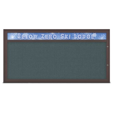 United Visual Products Single Door Radius Plus Corkboard, Header UV8015PLUS1-BRONZE-BLSPRU