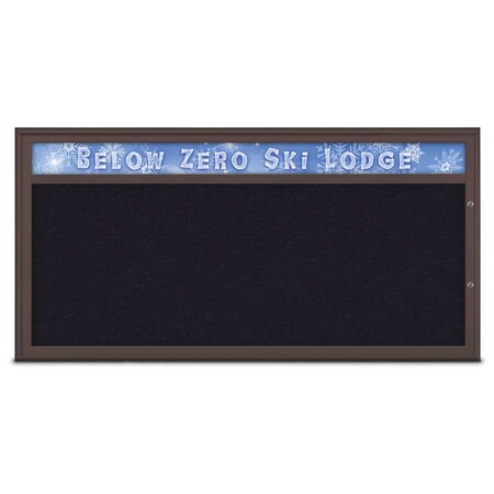 United Visual Products Single Door Radius Plus Corkboard, Header UV8015PLUS1-BRONZE-RUBBER