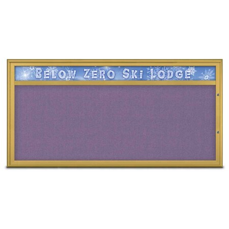 United Visual Products Single Door Radius Plus Corkboard With H UV8015PLUS1-GOLD-AMETHY