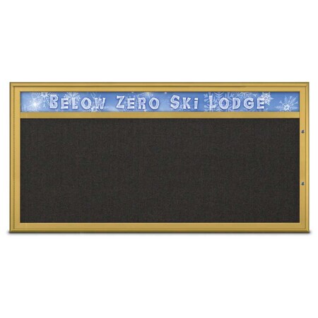 United Visual Products Single Door Radius Plus Corkboard With H UV8015PLUS1-GOLD-BLACK