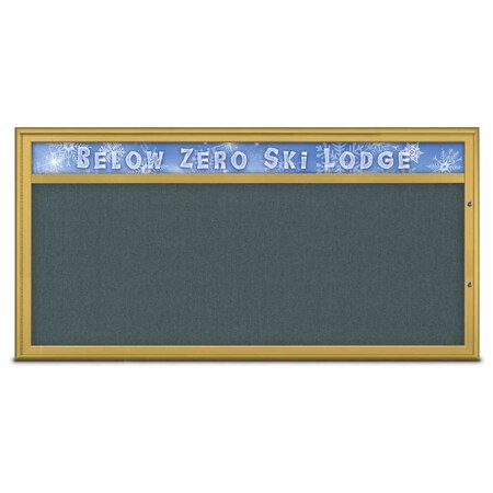 United Visual Products Single Door Radius Plus Corkboard, Header, UV8015PLUS1-GOLD-BLSPRU UV8015PLUS1-GOLD-BLSPRU