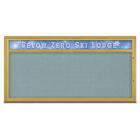 United Visual Products Single Door Radius Plus Corkboard With H UV8015PLUS1-GOLD-CLOUD