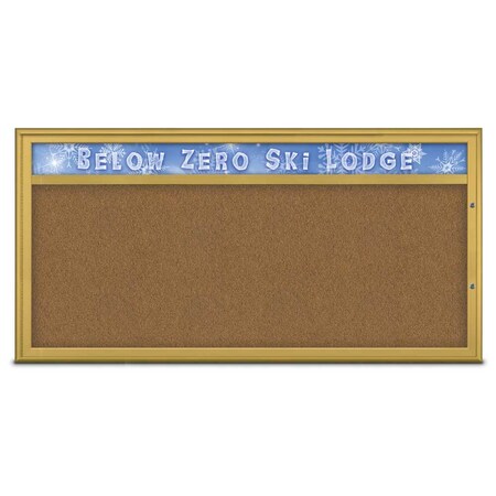 United Visual Products Single Door Radius Plus Corkboard, Hdr, 72 UV8015PLUS1-GOLD-FORBO