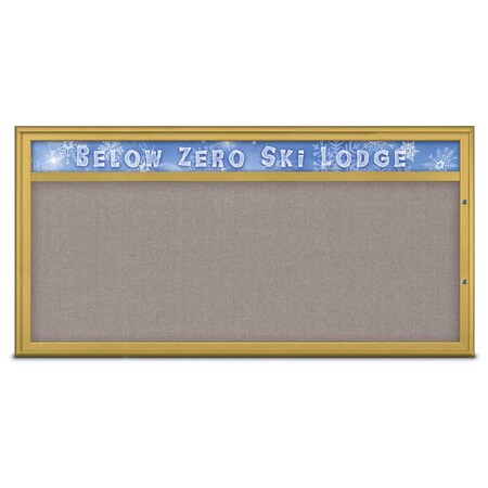 United Visual Products Single Door Radius Plus Corkboard With H UV8015PLUS1-GOLD-PEARL
