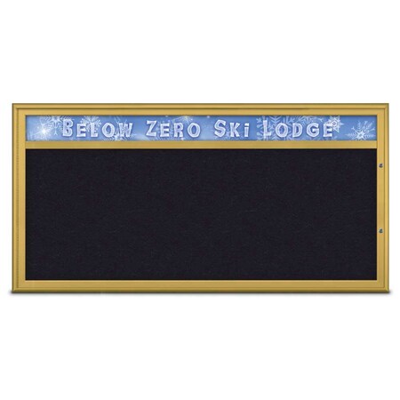 United Visual Products Single Door Radius Plus Corkboard, Header UV8015PLUS1-GOLD-RUBBER