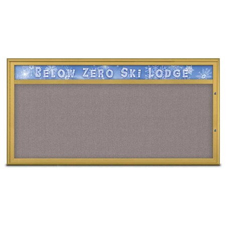 United Visual Products Single Door Radius Plus Corkboard With H UV8015PLUS1-GOLD-SURF