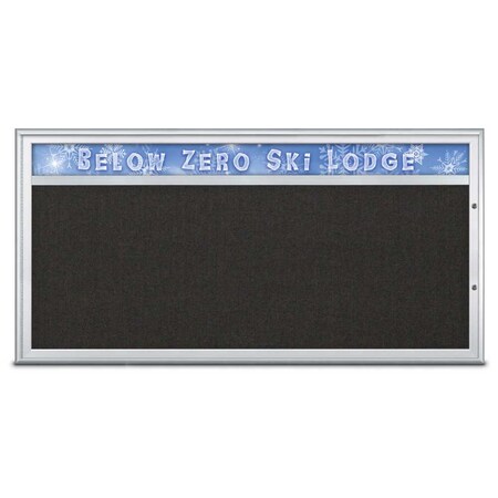 United Visual Products Single Door Radius Plus Corkboard With H UV8015PLUS1-SATIN-BLACK