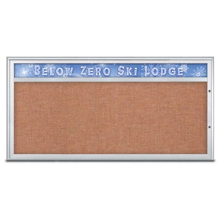 United Visual Products Single Door Radius Plus Corkboard With H UV8015PLUS1-SATIN-CINNABA