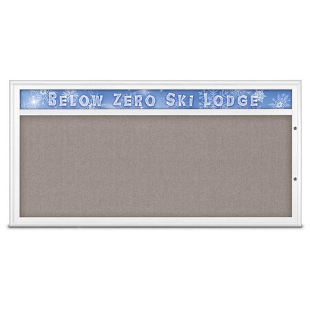 United Visual Products Single Door Radius Plus Corkboard With H UV8015PLUS1-WHITE-PEARL