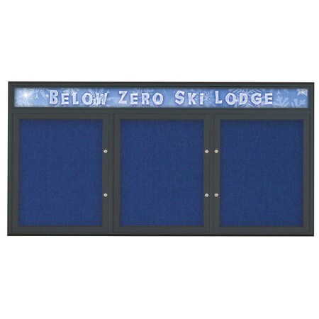 United Visual Products Triple Door Radius Plus Corkboard With H UV8015PLUS-BLACK-COBACC