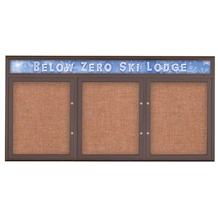 United Visual Products Triple Door Radius Plus Corkboard, Header UV8015PLUS-BRONZE-CINNABA