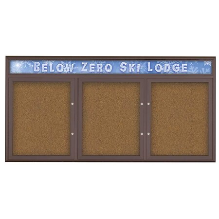 United Visual Products Triple Door Radius Plus Corkboard, Hdr, 72 UV8015PLUS-BRONZE-FORBO